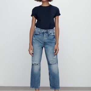 ZARA Distressed Straight Leg Jeans